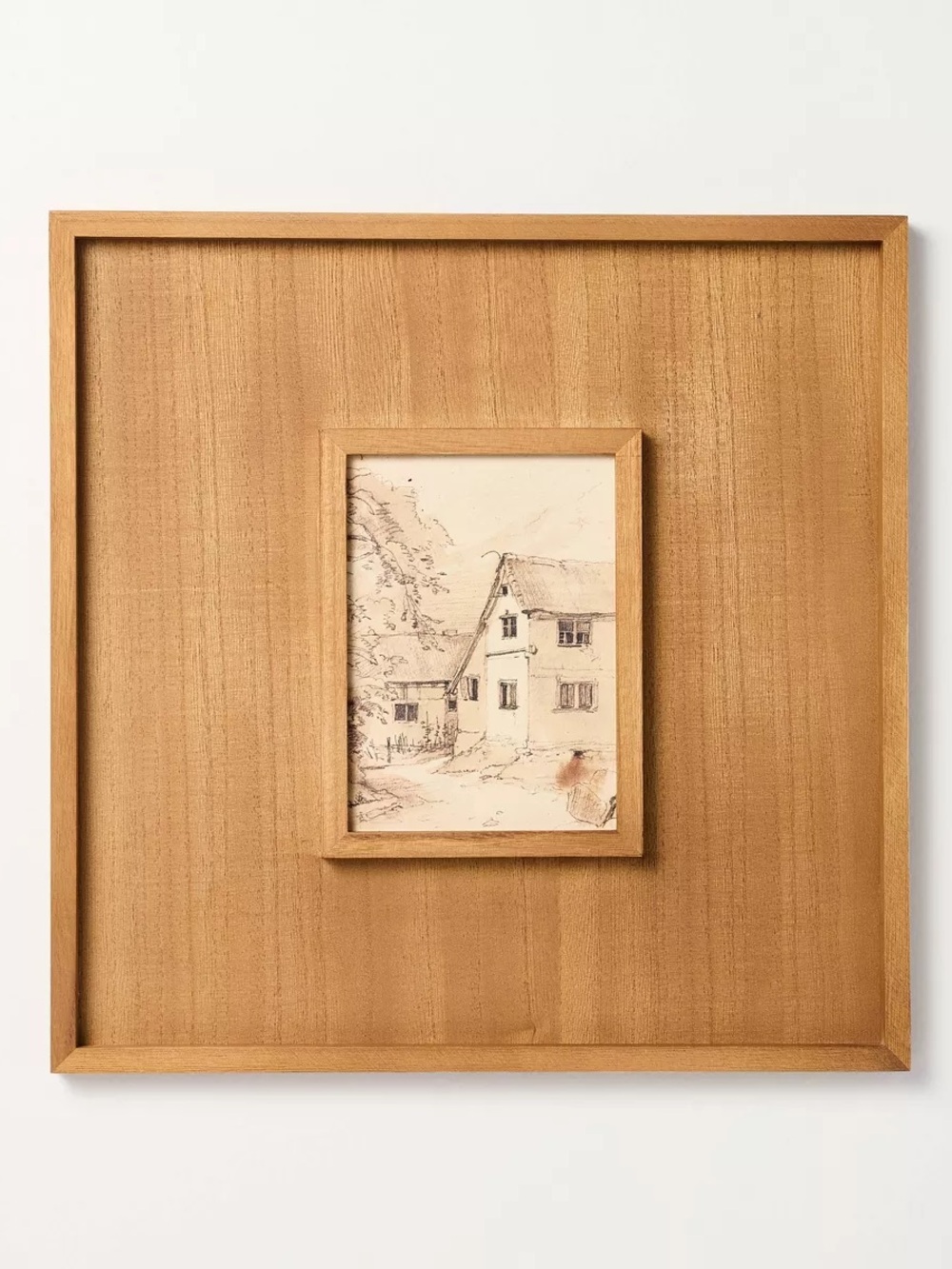 16"x16" Sketched Cottage in Wood Matte Frame Wall Art - Hearth & Hand Magnolia